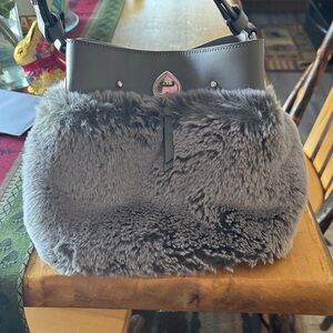 Kate Spade Gray Faux Fur Shoulder Bag